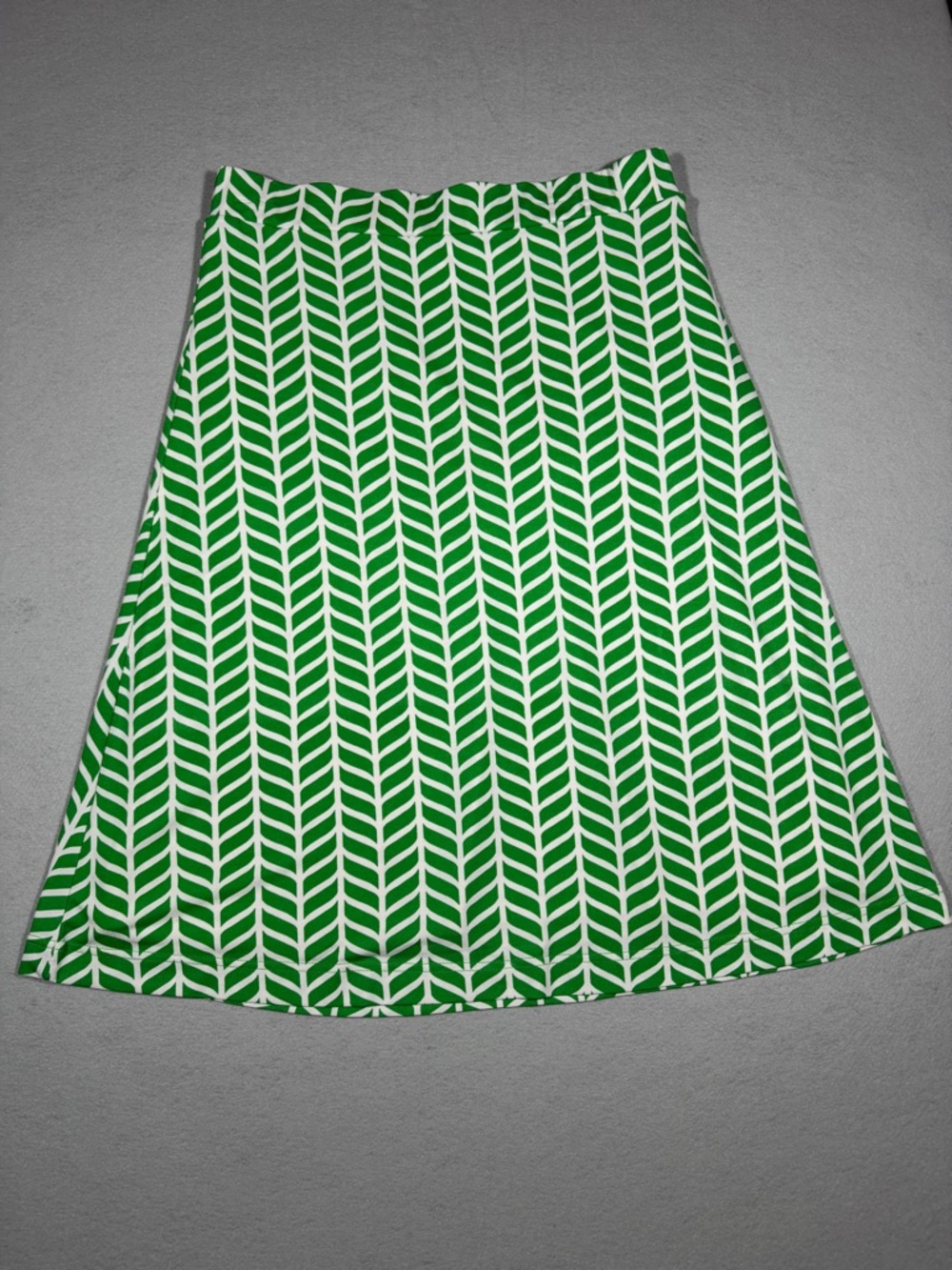 Ava & Viv Skirt Womens Medium Green White Chevron A Line Lined Knee Length